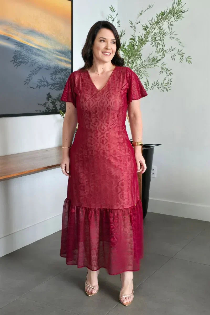 Vestido Marsala em Tule Diana