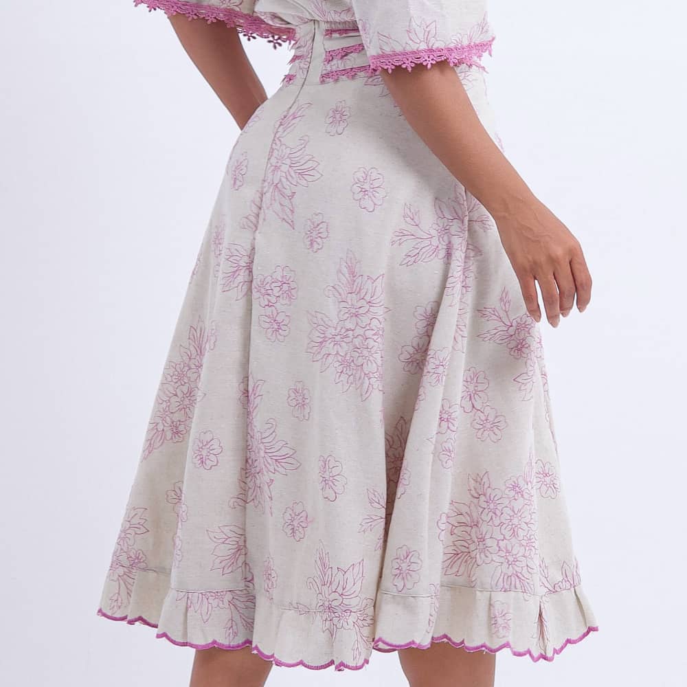 Conjunto Feminino Midi Bordado Lilás Luana - FL12