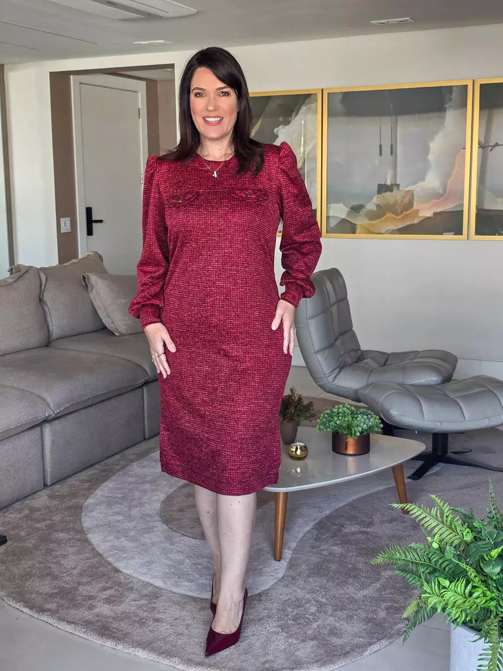 VESTIDO MIDI HELEN COM LAPELA