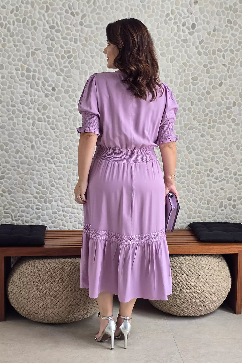 Vestido Midi com Maria Roxo