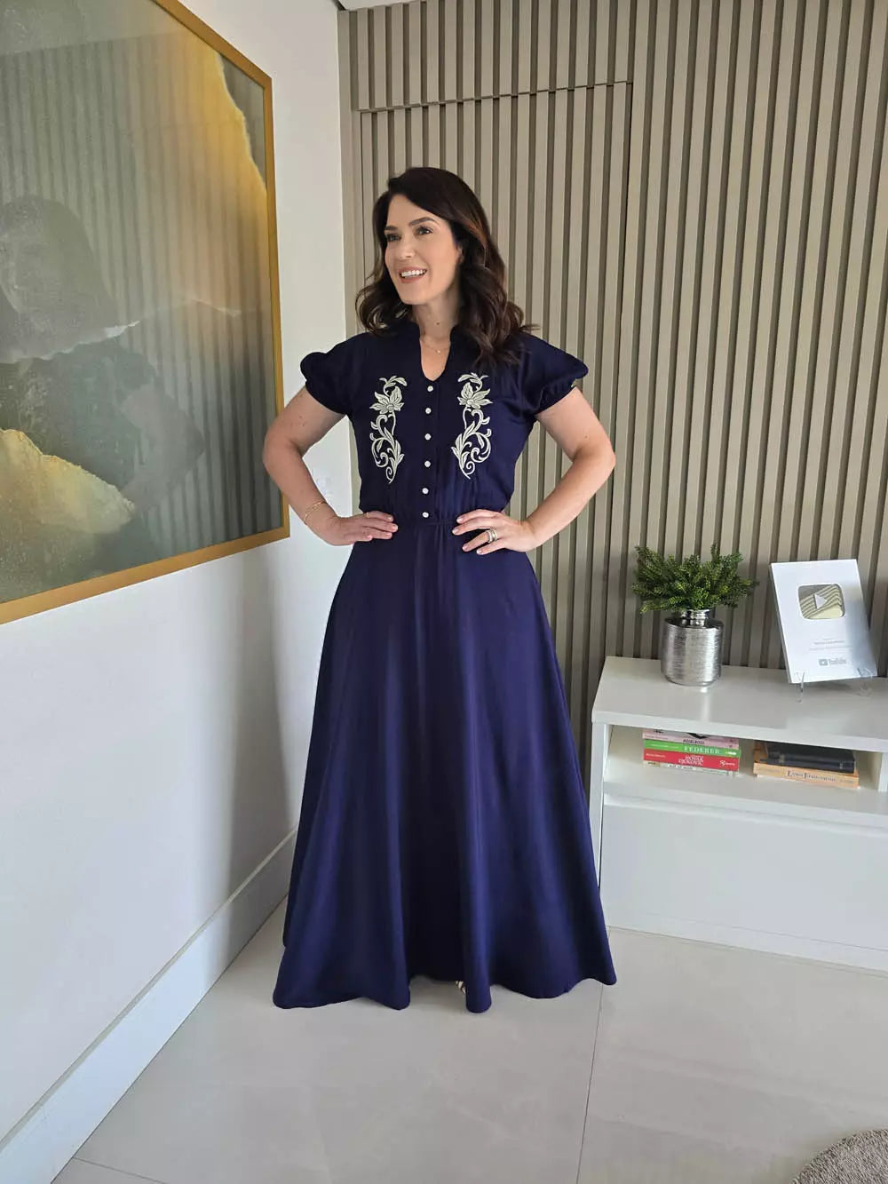 VESTIDO LONGO EVASÊ BORDADO