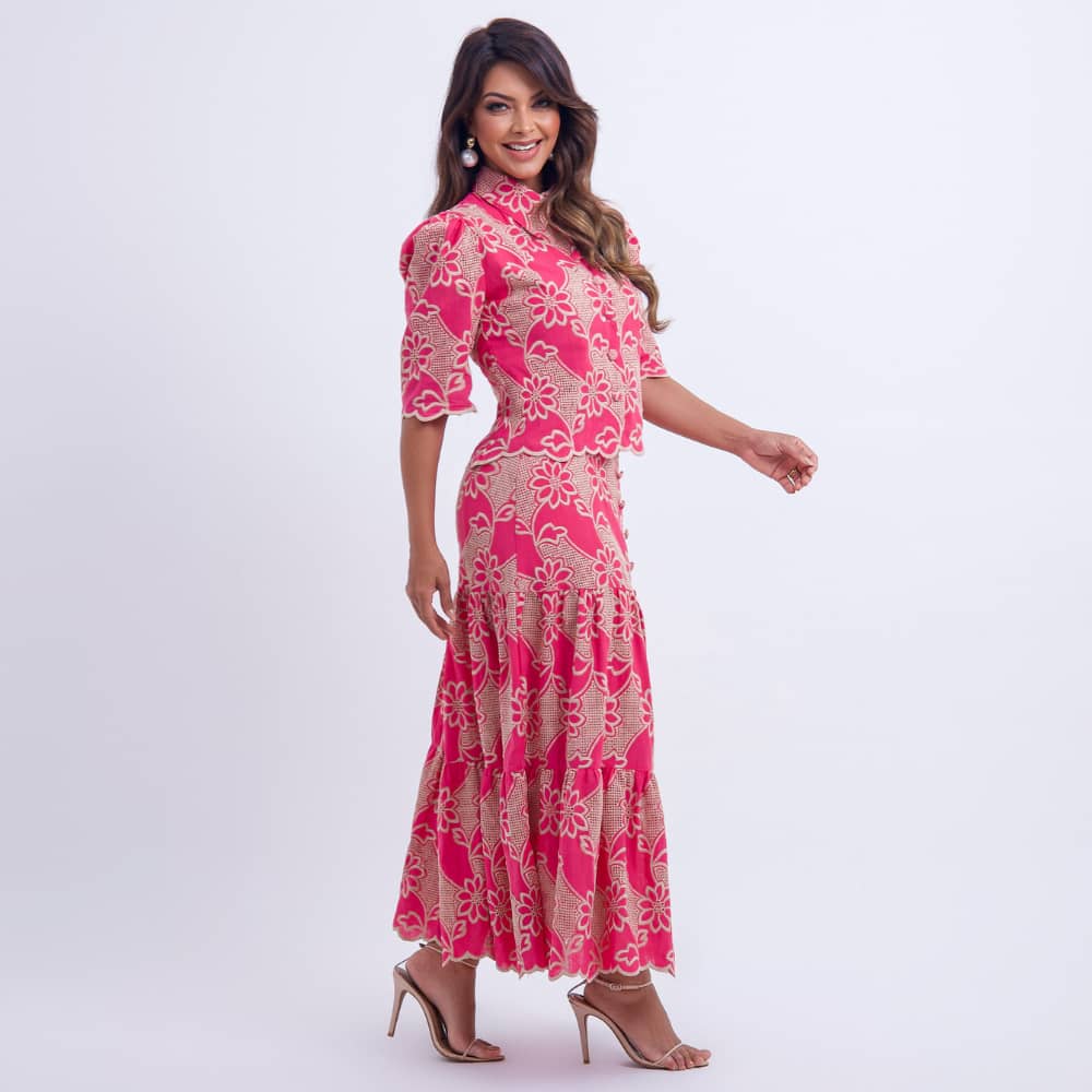 Conjunto Feminino Floral Rosa Isabela - FL10