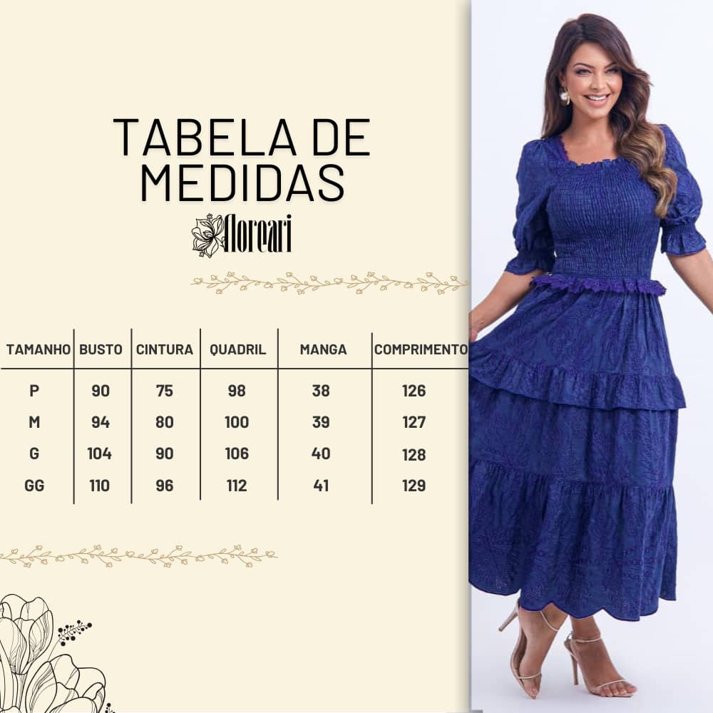 Vestido Feminino Bordado Violeta Estilo Godê Natália - FL18