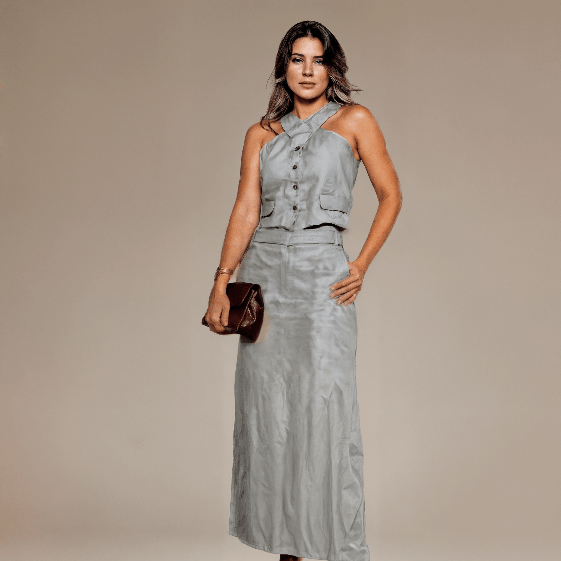 Conjunto Feminino Saia e Colete Jaqueline