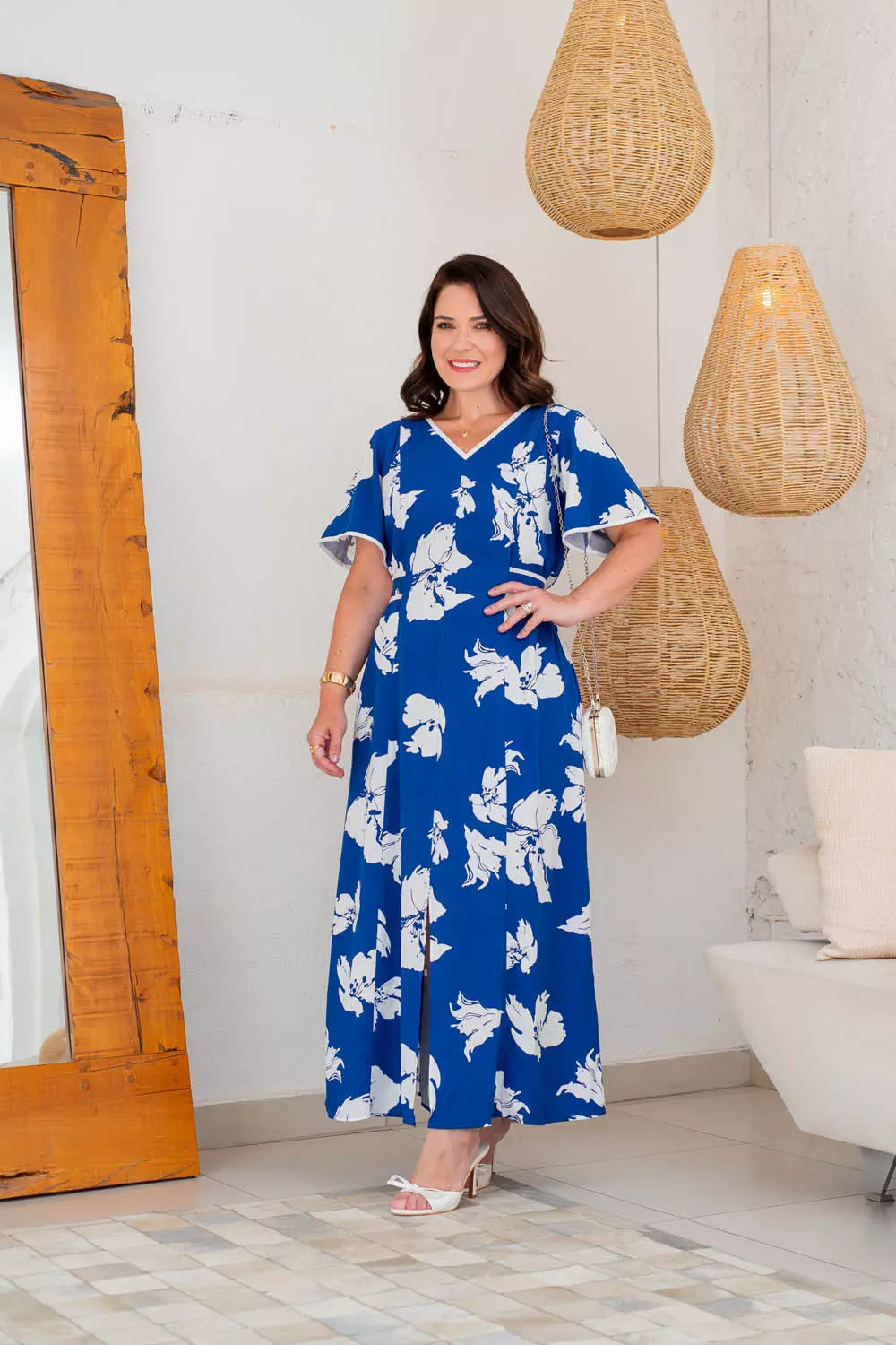 VESTIDO LONGO MANGA GODÊ