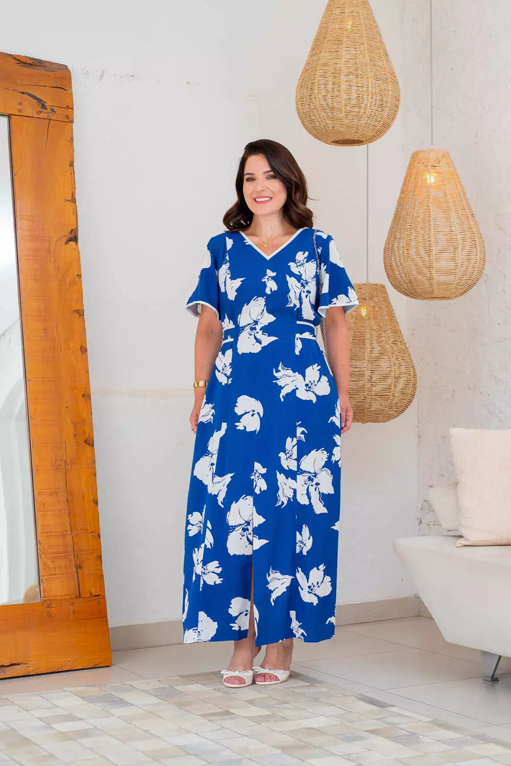 VESTIDO LONGO MANGA GODÊ