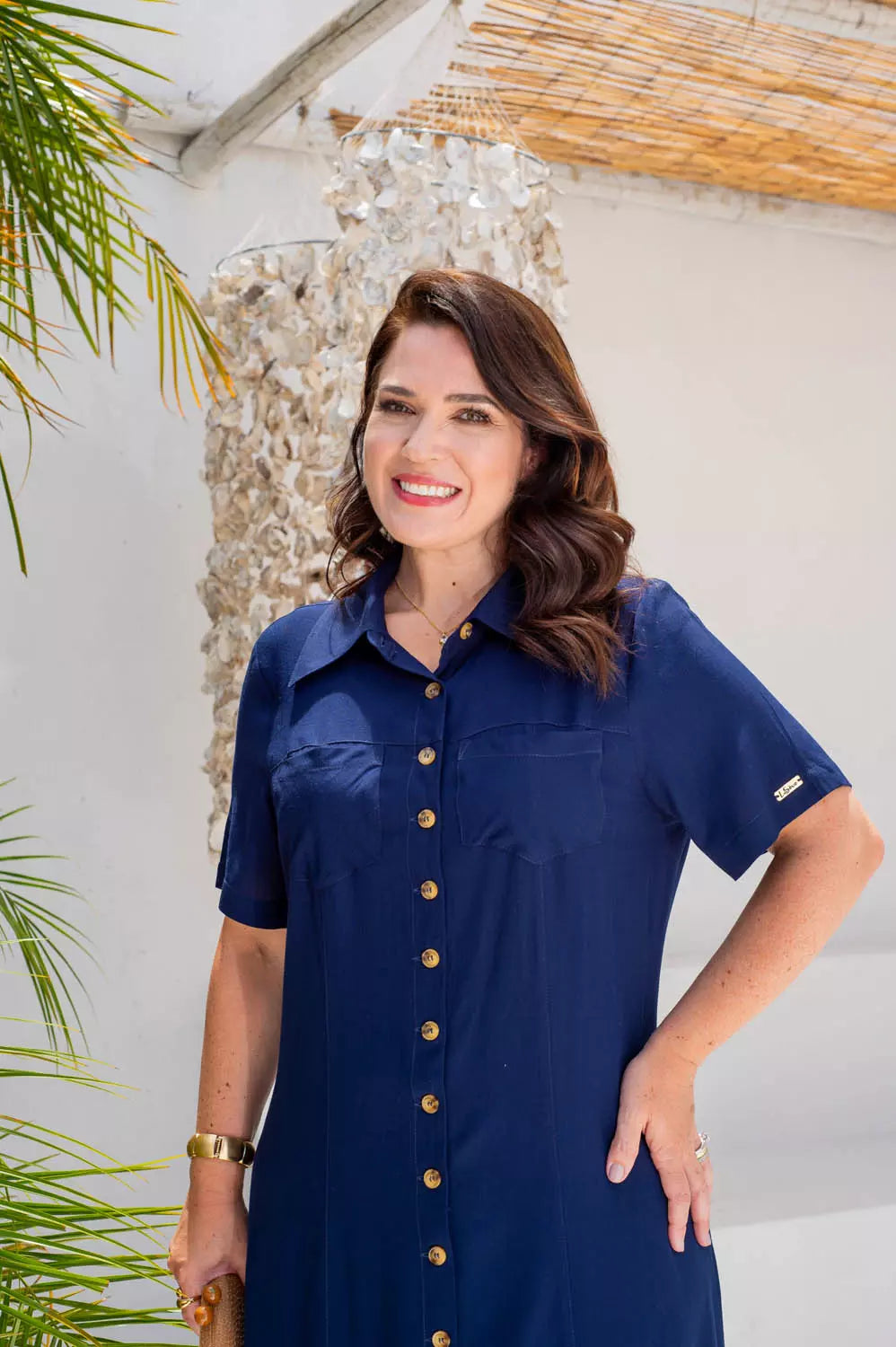 CHEMISE COM RECORTES E BABADO