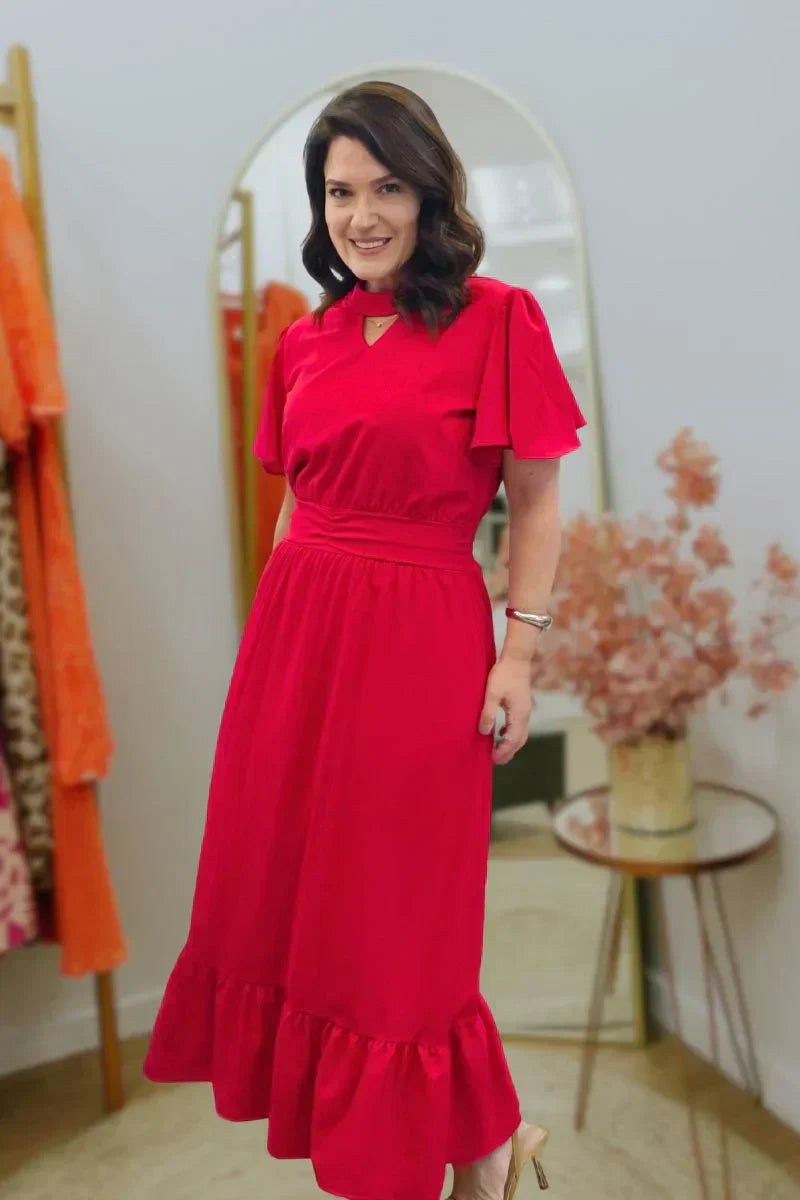 Vestido Olívia Vermelho em Crepe de Seda