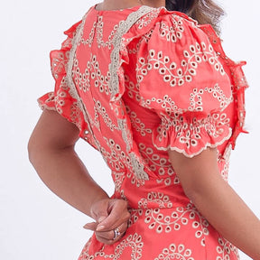 Vestido Feminino Bordado Coral Rosana - FL03