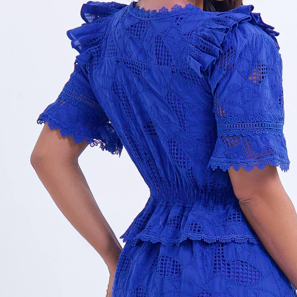 Vestido Feminino Midi Renda Azul Emily - FL17