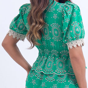 Vestido Feminino Verde com Renda Tiffany - FL14