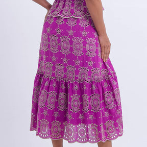 Vestido Feminino Midi Roxo com Renda Tiffany - FL13