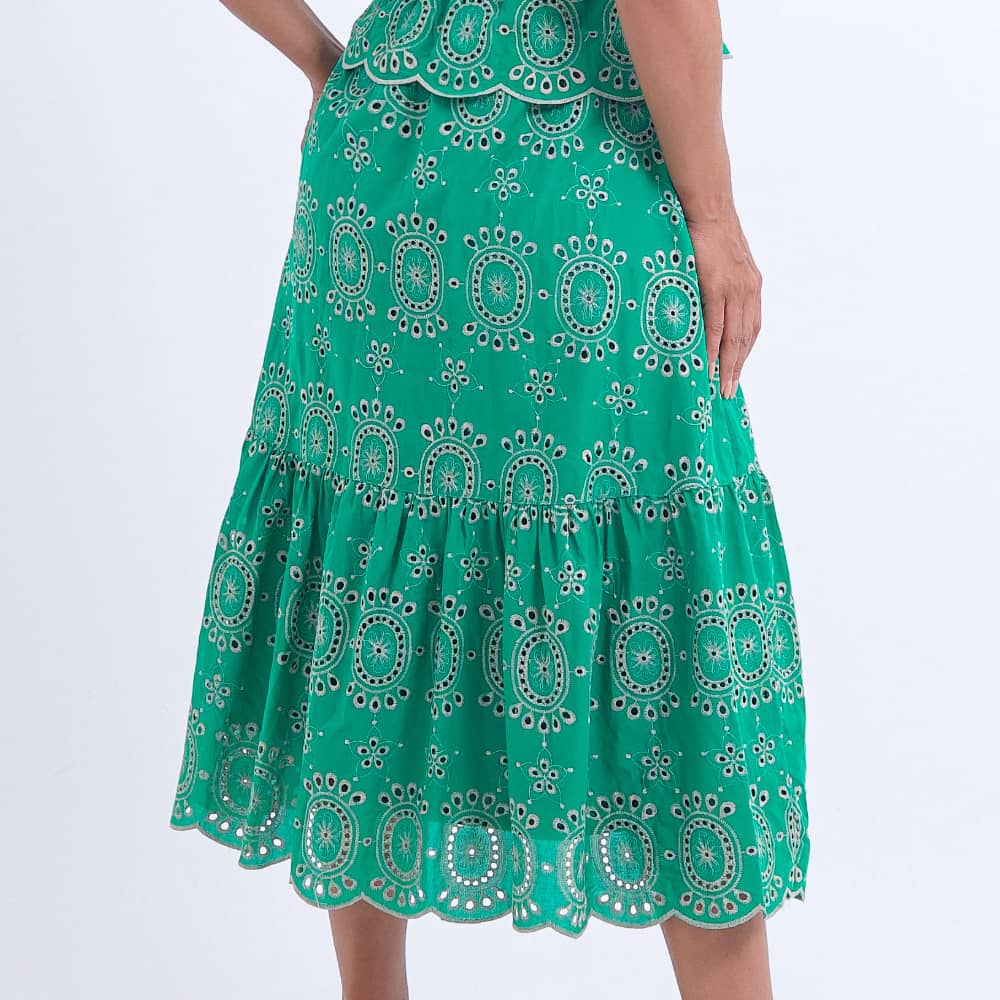 Vestido Feminino Verde com Renda Tiffany - FL14
