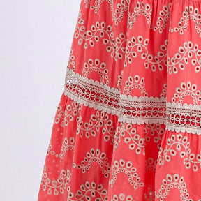 Vestido Feminino Bordado Coral Rosana - FL03