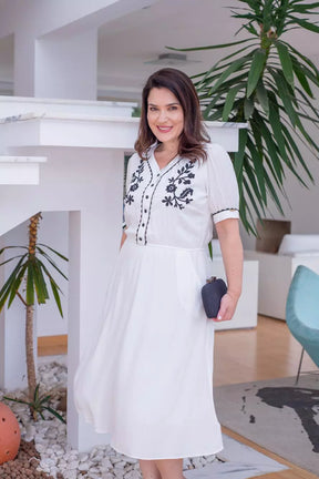 VESTIDO EVASÊ FRENTE BORDADA