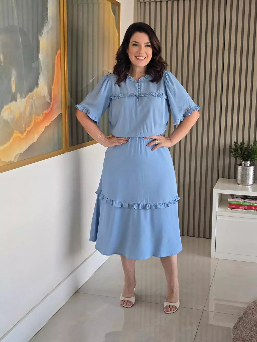 VESTIDO EVASÊ COM BABADINHOS