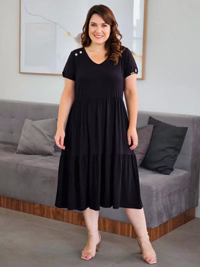 Vestido Preto Comfy com Marias