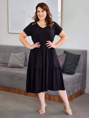 Vestido Preto Comfy com Marias