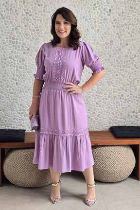Vestido Midi com Maria Roxo