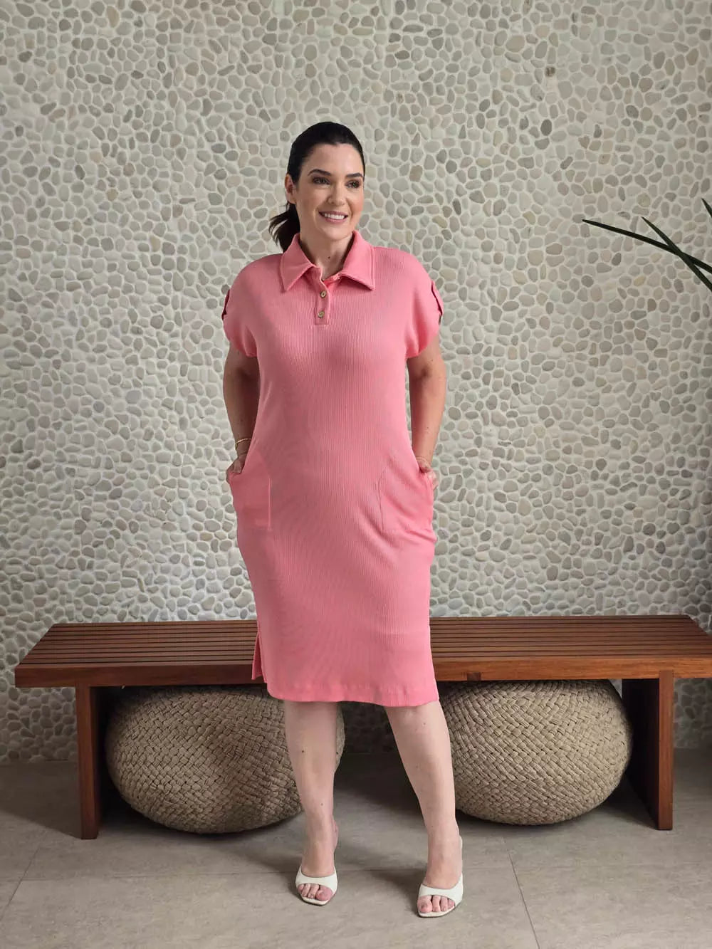 VESTIDO GOLA POLO ROSA