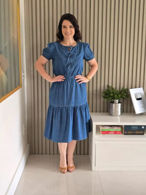 VESTIDO COMFY COM MARIAS AZUL