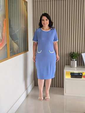 VESTIDO TUBINHO COM LAPELA