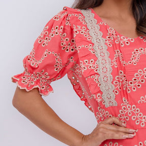 Vestido Feminino Bordado Coral Rosana - FL03