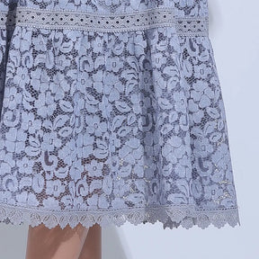 Vestido Feminino Midi Rendado Cinza  Michelinne - FL29