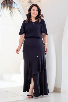 Vestido Adèle Preto Longo Sereia