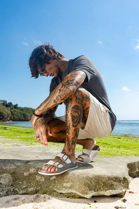 Sandália Maibulun Camurça - Cinza com Creme