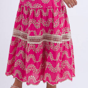 Vestido Feminino Bordado Pink Rosana - FL09