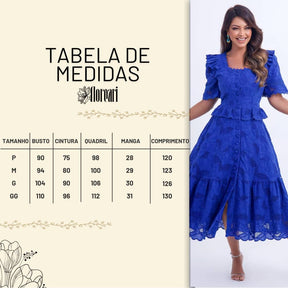 Vestido Feminino Midi Renda Azul Emily - FL17