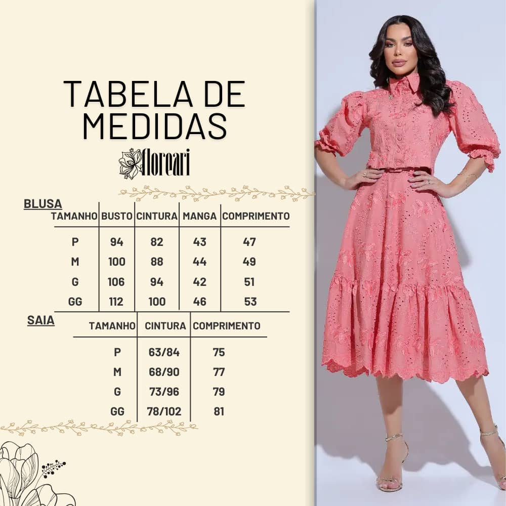 Conjunto Feminino Richelieu 3D Coral Bordado Luma - FL24