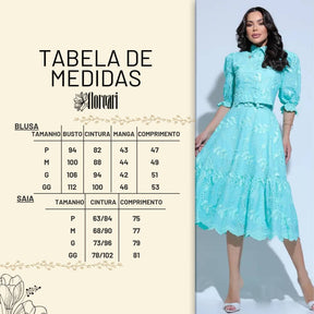 Conjunto Feminino Richelieu 3D Menta Bordado Luma - FL33