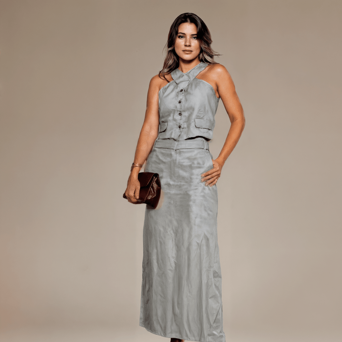 Conjunto Feminino Saia e Colete Jaqueline